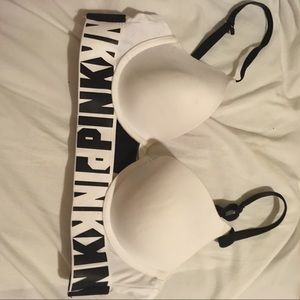 PINK black and white band bra